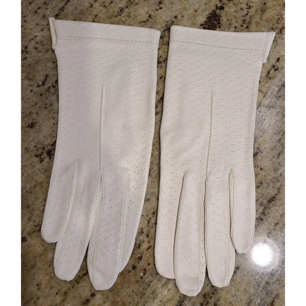 Vintage Size S 6 1/4 Off-White Soft Leather Formal 8.5